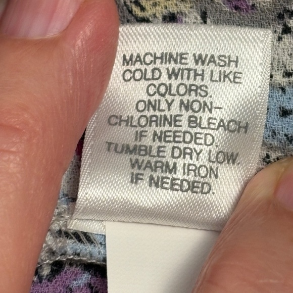 J. Jill Women 3/4 Sleeve Tunic Blouse Sz L Paisley Purple Office Mature Business - Picture 8 of 12